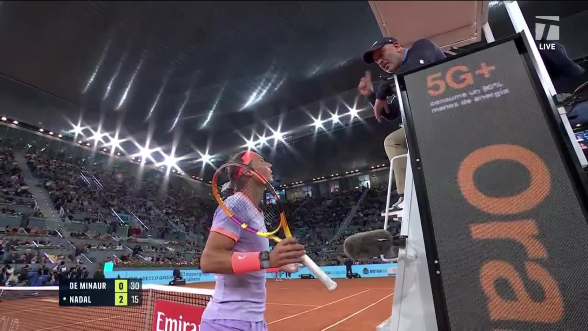 Rafael Nadal denied opportunity to challenge Alex de Minaur's shot by Fergus Murphy in Madrid | Tennis.com