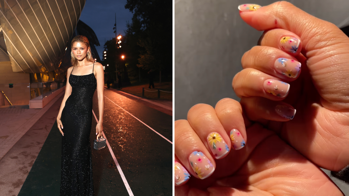 Zendaya’s Floral French Manicure Effortlessly Combines Three Buzzy Nail Trends