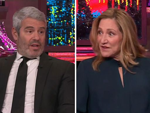 Andy Cohen shocks Edie Falco by asking if she'd rather give up cheese or oral sex: "I have to answer that?!"