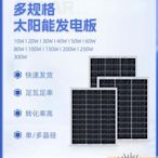 全新單晶太陽能發電板100W光伏板12V24V家用系統光伏戶外組件.
