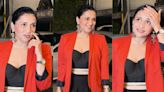 WATCH: Bigg Boss 17's Mannara Chopra looks chic in black-red ensemble but her BB logo earrings command attention