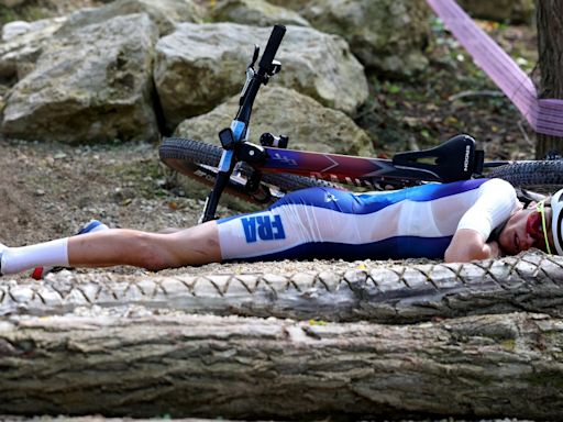 Pictured: Loana Lecomte escapes serious injury in horrific mountain bike crash