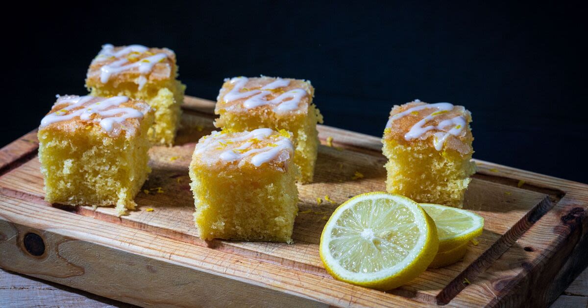 Mary Berry's 'favourite' lemon drizzle traybake recipe is moist and crunchy