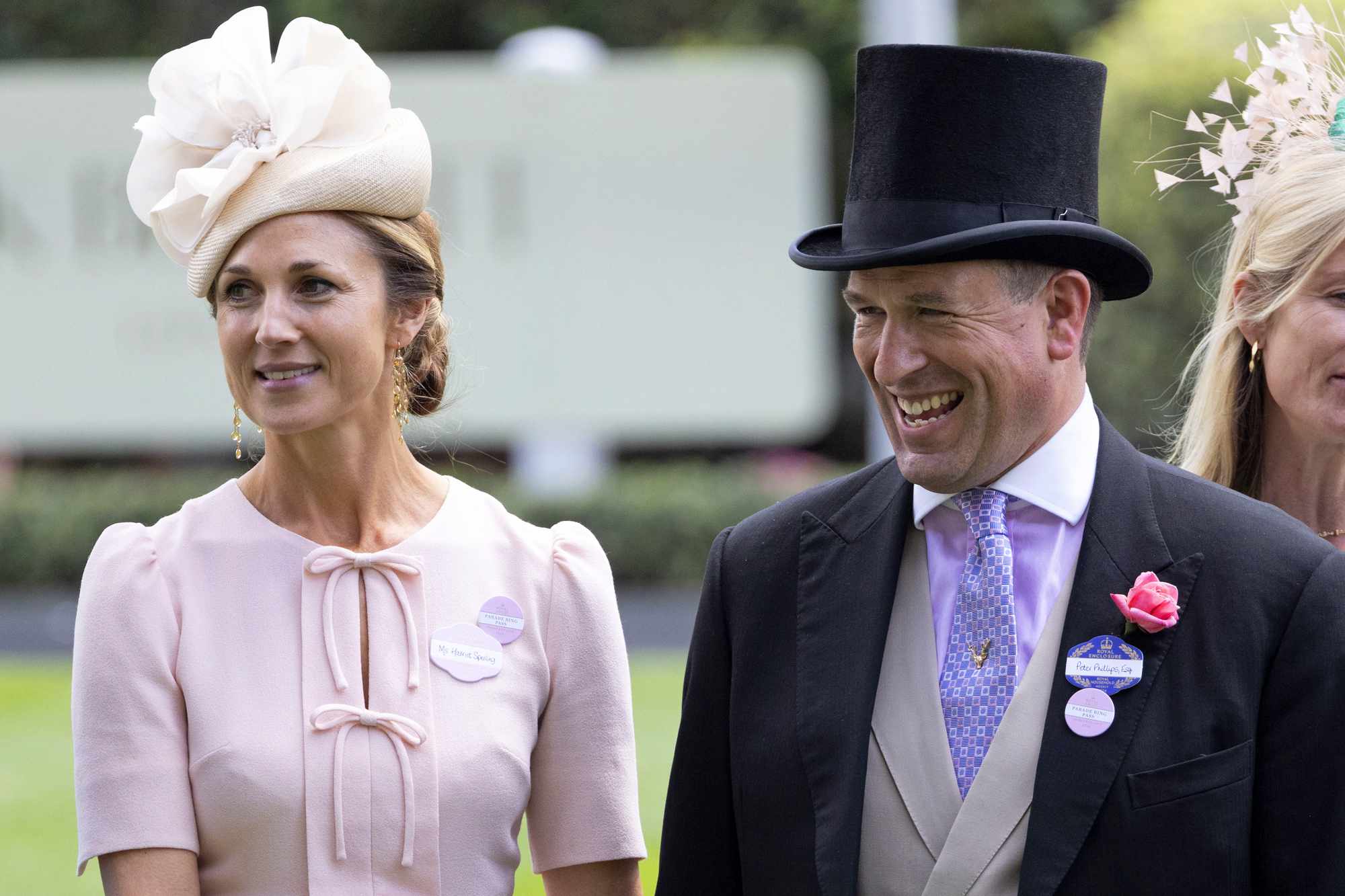 Queen Elizabeth's Grandson Peter Phillips Kisses Girlfriend as They Join Royal Family at Royal Ascot