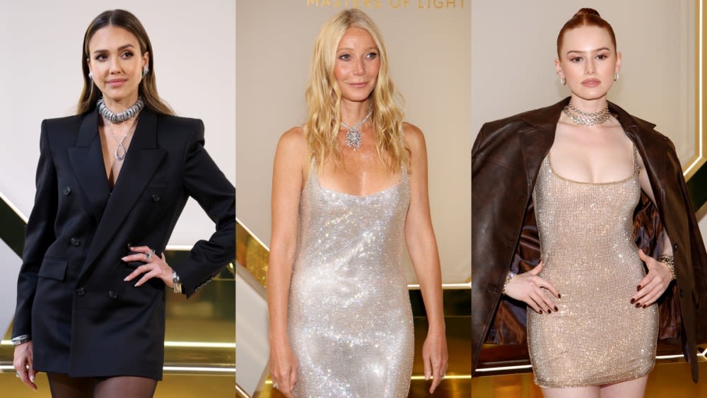 Gwyneth Paltrow Sparkles in Crystallized Midi Dress, Jessica Alba Suits Up in Oversize Blazer and More Stars at Swarovski...