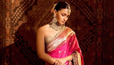 Alia Bhatt dons 160-year-old silk sari; others embrace pure gold, silver in their traditional ensemble