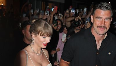 Taylor Swift Wore Romantic Florals For a Surprise Wedding Appearance with Travis Kelce