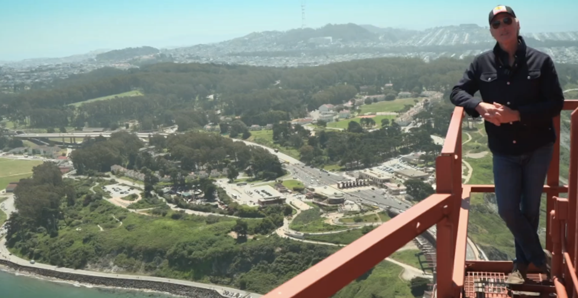 Video: Atop Golden Gate Bridge, Newsom announces record spending in California tourism