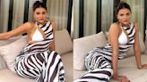Priyanka Chahar Choudhary's zebra-printed maxi beachwear is a must-have to turn heads; its price will leave you amazed