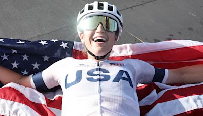 Kristen Faulkner powers to victory in women’s road race as ‘gutted’ Georgi misses out on GB medal