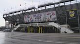 New banner at Indianapolis Motor Speedway entrance celebrates 3 decades of Brickyard champions