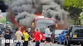 Smoke fills street as London bus catches fire in Twickenham