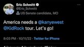 Eric Schmitt tweets, deletes support of Kanye West after rapper's antisemitic comments