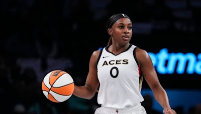 Jackie Young takes to the court in Indiana Fever vs Las Vegas Aces game