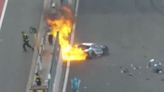 Horror crash at 24hr race leaves car engulfed in flames in 'horrendous' scenes