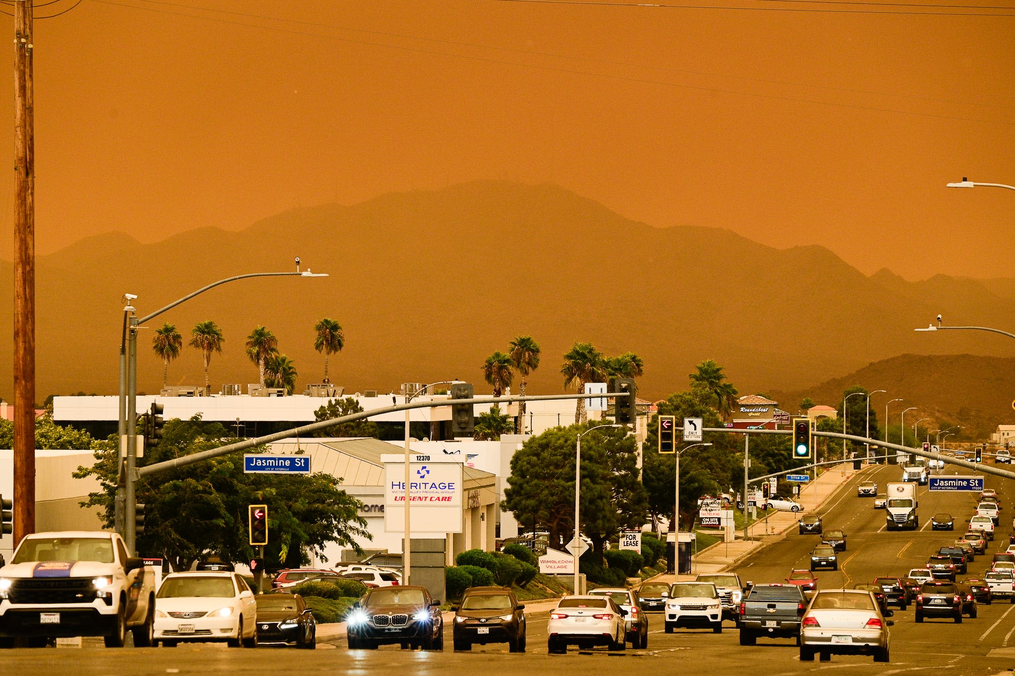 Smoke, ash from Line Fire fill High Desert skies as San Bernardino County issues advisory