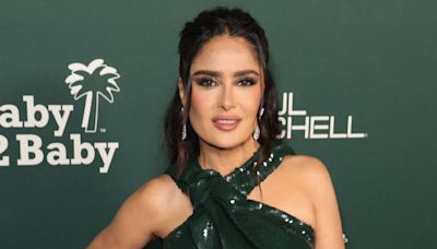 Salma Hayek's Family Sprays Water at Her as She Tries to 'Take a Bikini Photo in Peace' — See the Sizzling Snaps