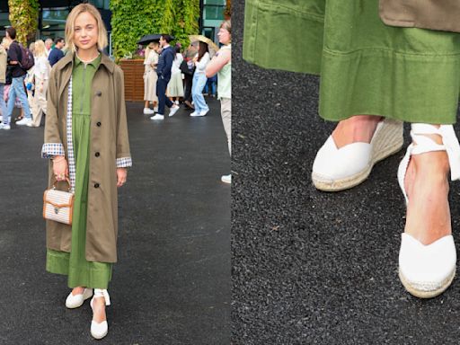 Lady Amelia Windsor Wraps Up in White Espadrille Wedges for Wimbledon 2024 Day 5