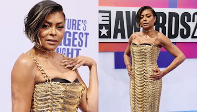 Taraji P. Henson Goes for Gold in Custom Balmain Dress on the BET Awards 2024 Red Carpet