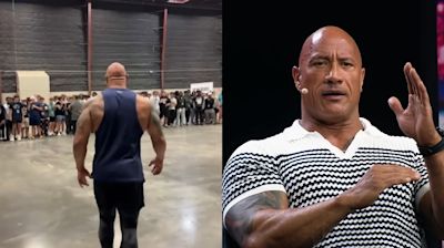 Dwayne Johnson meets with Georgia high school football team after tragic shooting