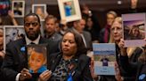 Child victims’ photos held up in silence as tech CEOs arrive at safety hearing