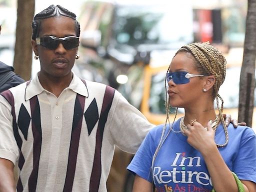 Rihanna Rocks 'I'm Retired' T-Shirt with A$AP Rocky While Fans Await Her Ninth Album