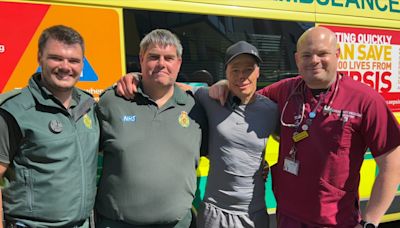 'It's a miracle I'm still here': Man reunited with ambulance crews who rescued him after he received horrific burns from electric shock