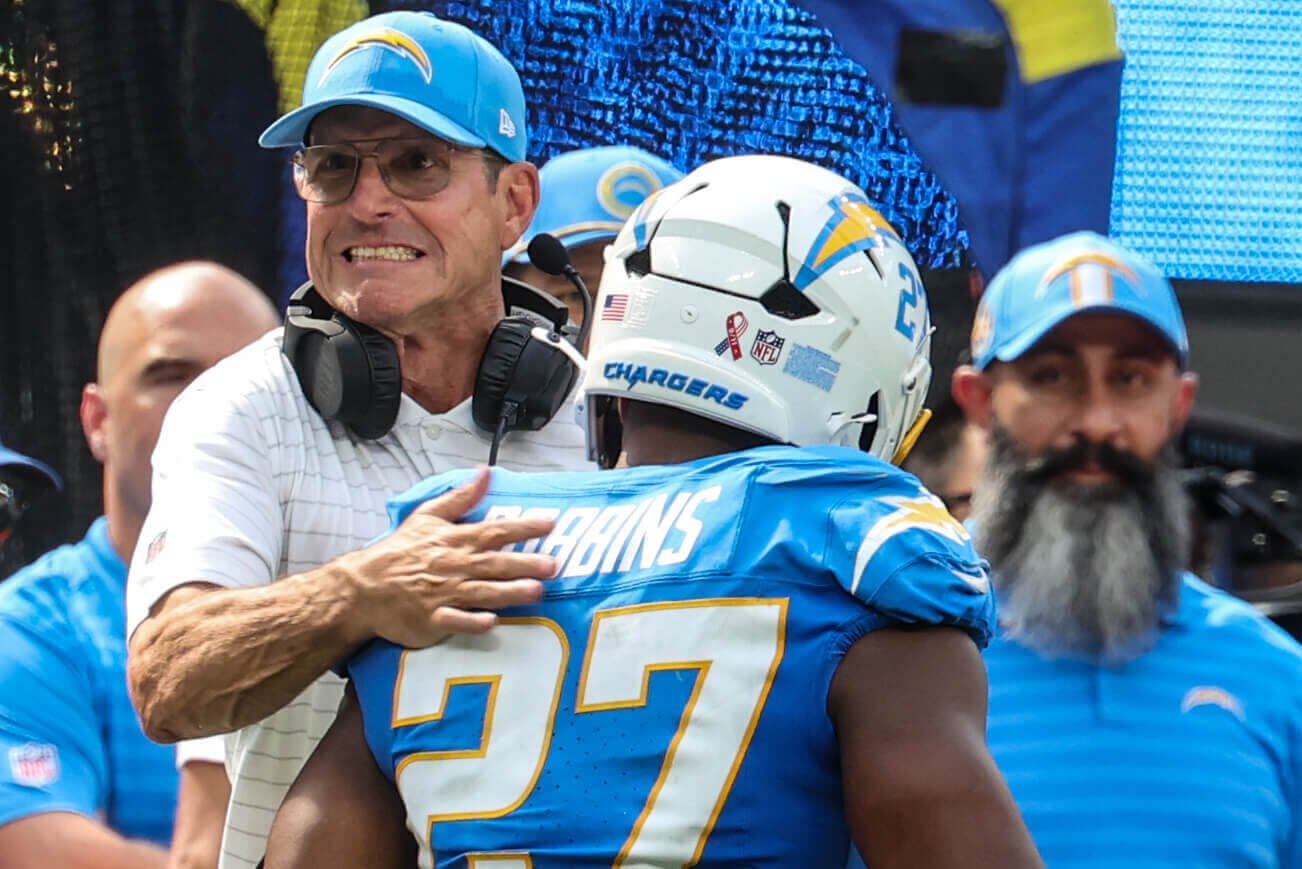 Jim Harbaugh’s vision materializes in Chargers’ physical debut win over Raiders