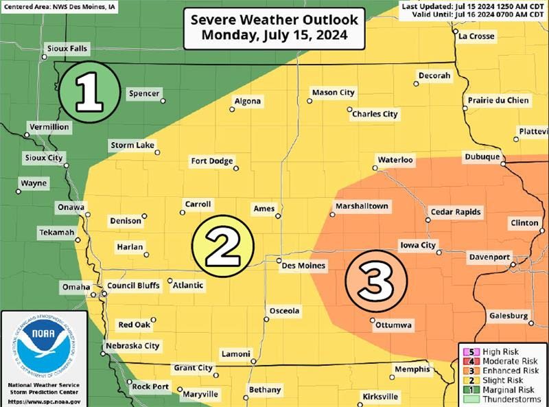 Expect dangerous heat and stormy Iowa weather today