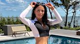 Bethenny Frankel showcases toned tummy in black and white two-piece