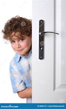 Boy behind the door stock photo. Image of person, child - 3600112