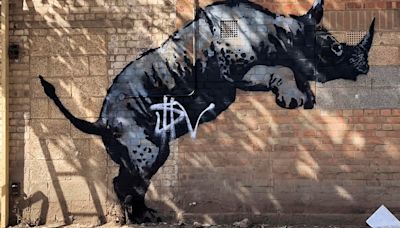 Guerra de grafitis: vandalizaron otra obra de Banksy mientras él realizaba un nueva pintada en un Zoológico | Mundo