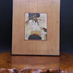 日本浮世繪，喜多川歌麿作《銀板畫，美人圖》 古玩 銅器 擺件【古雲】