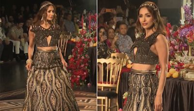 Malaika Arora Ruled The Siddartha Tytler Ramp In A Structured Glitzy Black Lehenga At ICW 2024