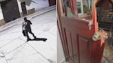 El momento en que lanzan una bolsa con explosivos a la casa de un activista en México