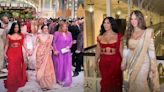Anant Ambani-Radhika Merchant Wedding: Kim Kardashian makes a statement in red saree; INSIDE pic ft Nita Ambani, Khloe serves family goals