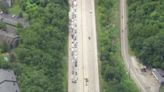 Traffic moving after standstill on Parkway East in Monroeville due to wires down