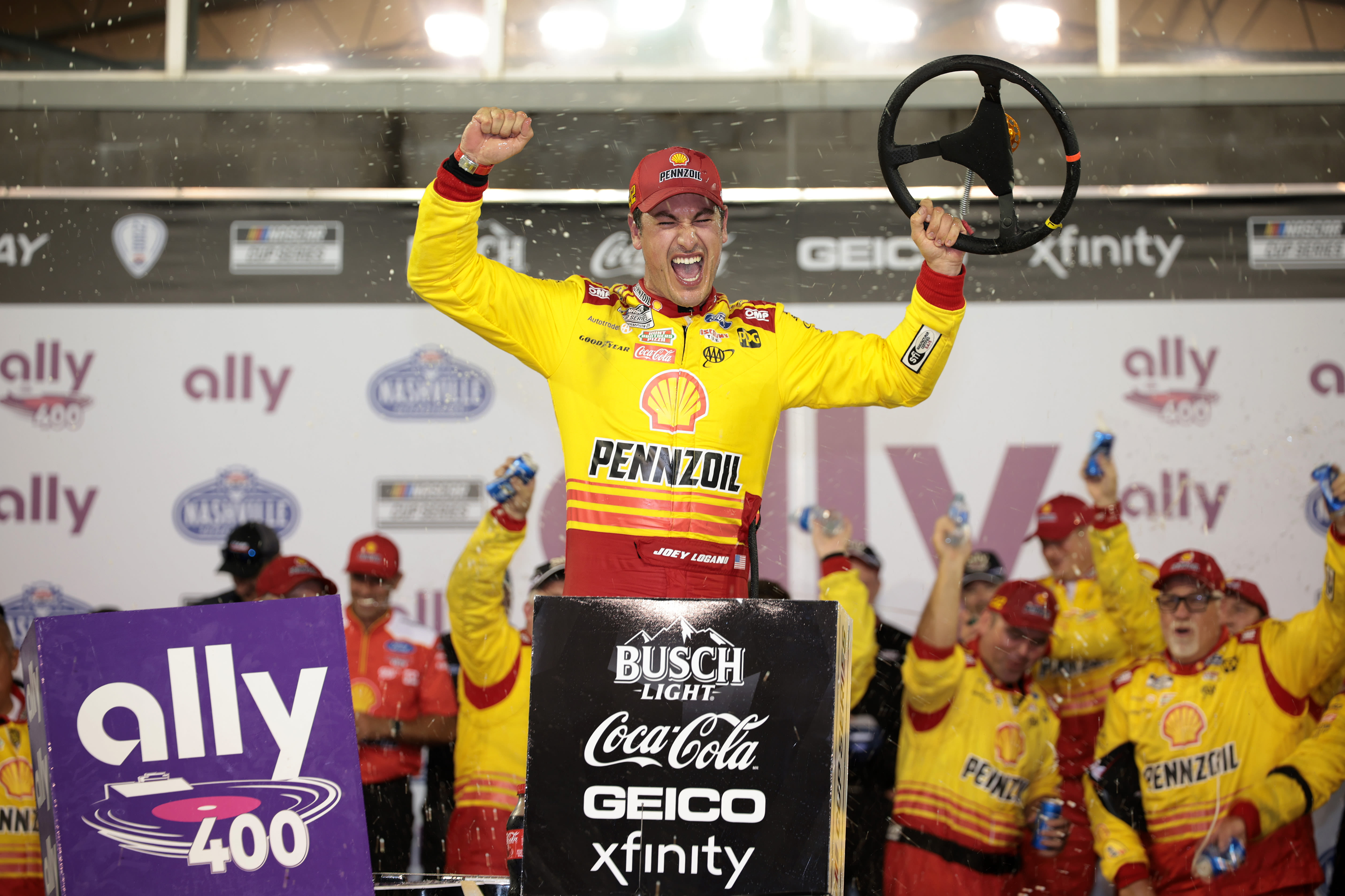 NASCAR: Joey Logano finally wins at Nashville after a rain delay and five overtime restarts