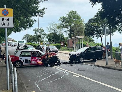 西貢的士私家車迎頭相撞 6人受傷的哥一度被困