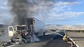 Tractor-trailer carrying hazardous waste catches fire in Death Valley