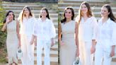 Queen Letizia of Spain Coordinates in Mango Dress With Daughters Princess Leonor and Princess Sofía for Girona Awards in Barcelona