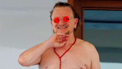 Bono Sports a Towel and a Rosary on Shirtless Yacht Outing in Saint-Tropez