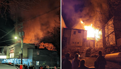 Large fire burning in Plymouth, NH, apparently at historic theater