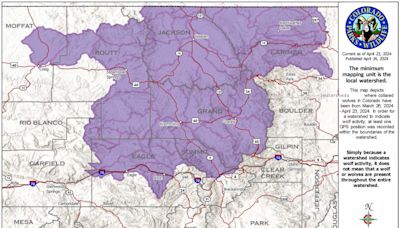 April Colorado Parks and Wildlife wolf map shows new activity in the Front Range