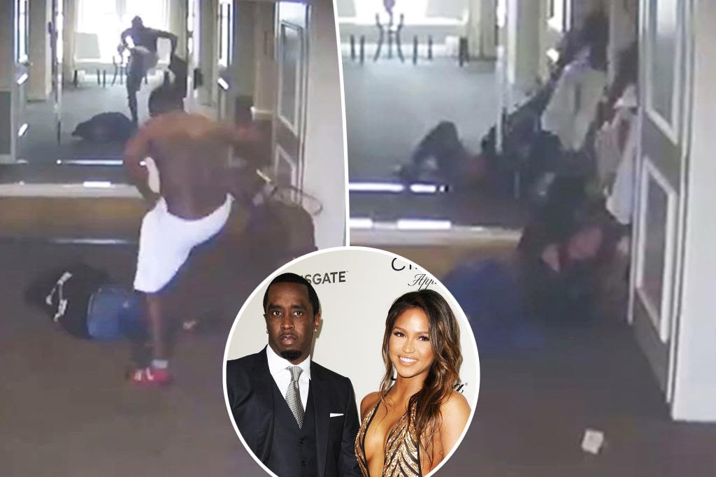 Disturbing surveillance video shows Sean ‘Diddy’ Combs beating, dragging Cassie Ventura in hotel hallway in 2016
