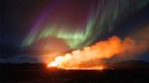 Photographer Captures Northern Lights Over an Erupting Volcano