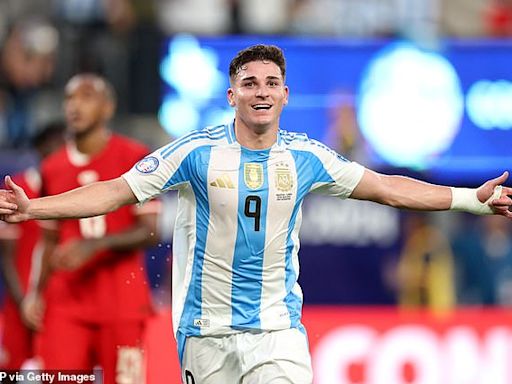 Argentina 2-0 Canada: Messi and Alvarez score in Copa America semi