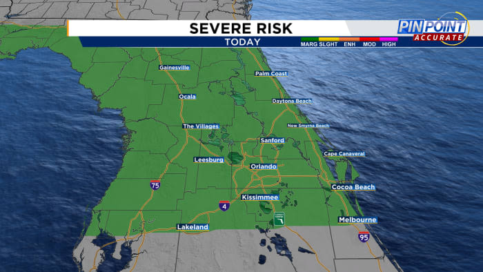 Strong storms fall apart north of Central Florida; chance of one or two possible