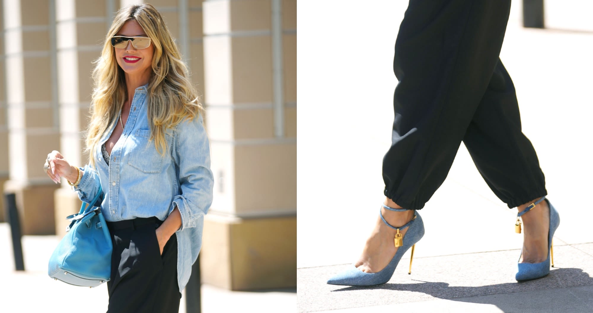 Heidi Klum Shows Off Eye-Catching Denim Tom Ford Pumps at ‘America’s Got Talent’ Taping