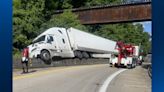 I-70 off-ramp shut down due to ‘unstable’ tractor-trailer on barrier